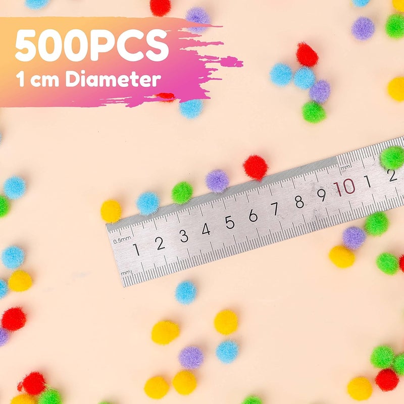 Caydo 1cm Green Pom Poms, 500 Pieces Craft Pom Poms Balls for Kids Creative Arts and Crafts School Project Supplies Craft Christmas Decorations - Image 3